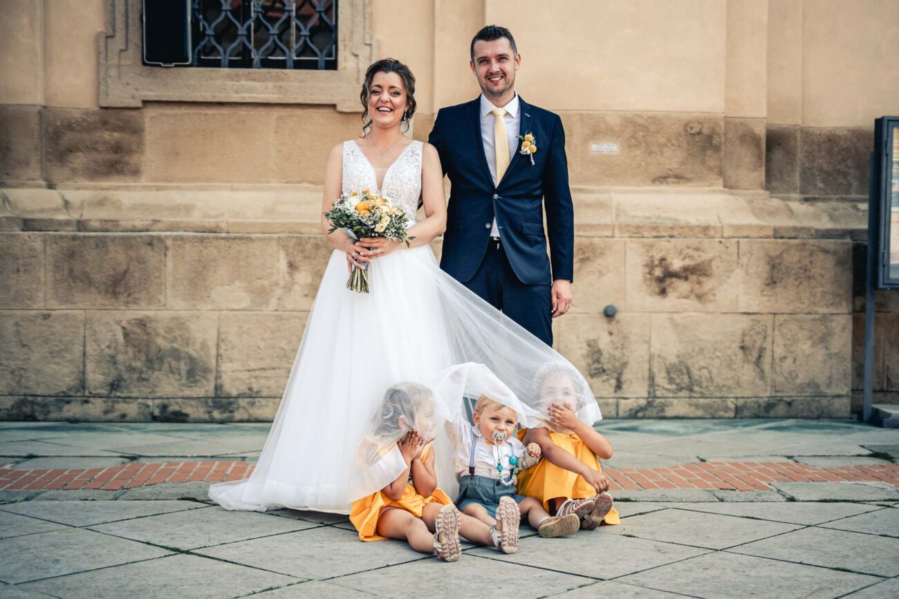 Skupinový focení na svatbě Soni a Michala.